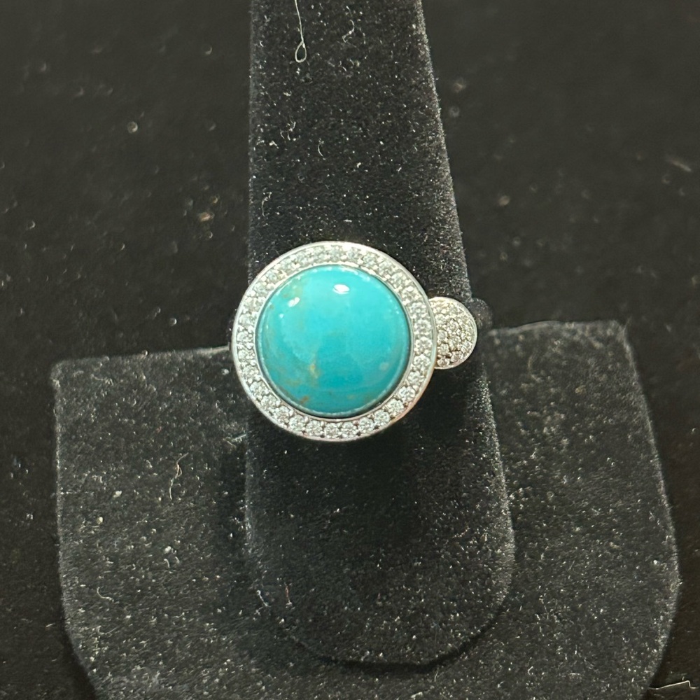 QVC Turquoise and Vicenza Silver Ring - Sz 9.5